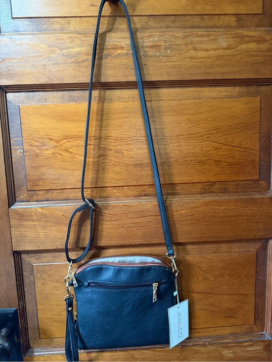 Handbags - Black Crossbody Bag with Tassel -